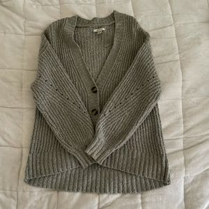 American Eagle Aerie Wide Rib Oversized Cardigan Grey/Gray (Size XS)